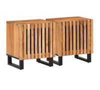 vidaXL Tables de Chevet 2 pcs, Armoires de Lit avec Rangement, Tables de Nuit, Meubles de Chambre à Coucher Intérieur, Bois d'Acacia Massif