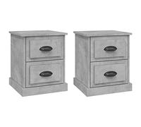 vidaXL Tables de Chevet 2 pcs, Armoires de Nuit avec 2 Tiroir, Armoires de Lit avec Rangement, Tables de Nuit de de Chambre, Gris Béton Bois d'Ingénierie