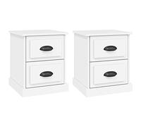 vidaXL Tables de chevet 2 pcs blanc 39x39x47,5 cm bois d'ingénierie 816145