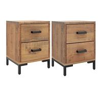 Vidaxl Tables De Chevet 2 Pcs 36x30x45 Cm Bois De Pin Massif Marron