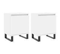 vidaXL Tables de Chevet 2 pcs, Armoires de Nuit avec Compartiments, Armoires de Lit avec Rangement, Meubles de Chambre à Coucher, Blanc Bois d'Ingénierie