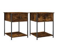 vidaXL Tables de chevet 2 pcs chêne fumé 44x45x58 cm bois d'ingénierie Marron