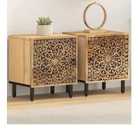 vidaXL Tables de chevet 2 pièces 40x33x46 cm bois de manguier solide marron