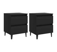 vidaXL Tables de Chevet 2 pcs, Armoires de Nuit avec Rangement, Armoires de Lit, Meubles de Chambre, Industriel, Noir Bois d'Ingénierie
