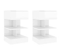 vidaXL Tables de chevet 2 pcs Scandinave blanc brillant en bois d'ingénierie avec rangement