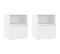 vidaXL Tables de Chevet 2 pcs, Armoires de Nuit avec Tiroir, Armoires de Lit, Meubles de Rangement Chambre, Scandinave, Blanc Bois d'Ingénierie
