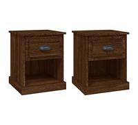 vidaXL Tables de Chevet 2 pcs, Armoires de Nuit avec Tiroir et Compartiment, Armoires de Lit avec Rangement, Tables de Nuit de de Chambre, Chêne Marron Bois d'Ingénierie