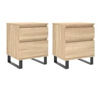 vidaXL Tables de Chevet 2 pcs, Armoires de Nuit avec Tiroir et Compartiment, Tables de Nuit avec Pieds, Meubles de Chambre, Moderne, Chêne Sonoma Bois Ingénierie
