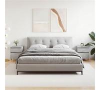 vidaXL Tables de Chevet 2 pcs, Armoires de Nuit avec Tiroir et Compartiment, Tables de Nuit avec Pieds, Meubles de Chambre, Moderne, Gris Béton Bois d’Ingénierie Gris G