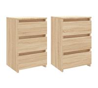 vidaXL Tables de Chevet 2 pcs, Armoires de Nuit avec Tiroirs, Armoires de Lit, Meubles de Rangement, Scandinave, Chêne Sonoma Bois d'Ingénierie