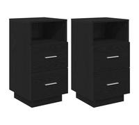 vidaXL Tables de chevet 2 pièces 2 tiroirs 36x36x68 cm Noir