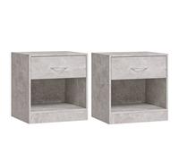 Vidaxl Tables De Chevet 2 Pcs Avec Tiroir Gris Béton Gris