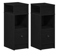 vidaXL Tables de Chevet 2 pcs avec tiroir Noir 25x31x66 cm, Table d'appoint, Armoire de lit, Table d'appoint pour la Chambre, Table de Nuit