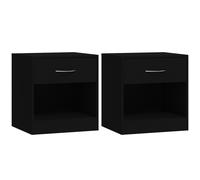 Vidaxl Tables De Chevet 2 Pcs Avec Tiroir Noir Noir