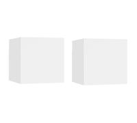 vidaXL Tables de chevet 2 pcs Blanc 30,5x30x30 cm Bois d'ingénierie 3079707