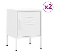 vidaXL Tables de nuit 2 pcs. Blanc 35x35x51 cm Acier