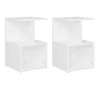 Tables de Chevet 2 pcs, Armoires de Nuit avec Compartiments, Armoires de Lit, Meubles de Rangement Chambre, Moderne, Blanc Bois d'Ingénierie