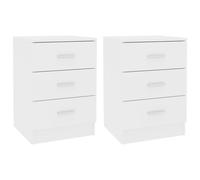 vidaXL Tables de chevet 2 pcs Blanc 38x35x56 cm Bois d'ingénierie 800451