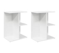 vidaXL Tables de Chevet 2 pcs Blanc 46,5x29x61 cm Bois d’ingénierie, Table de Nuit, Table de lit, Table de Bout, Armoire de lit