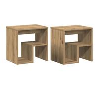 vidaXL Tables de chevet 2 pcs – chêne artisanal en bois d'ingénierie – Table de nuit