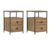 vidaXL Tables de chevet 2 pcs. Chêne Artisan 34x35,5x50 cm Matériau dérivé du bois