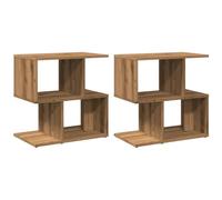 vidaXL Tables de Chevet 2 pcs chêne Artisanal Bois d'ingénierie, Table d'appoint, Armoire de lit, Table d'appoint pour Chambre, Table de Nuit