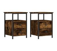 vidaXL Tables de chevet 2 pièces – Chêne fumé, bois d'ingénierie, 34×35,5×50 cm