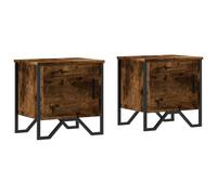 vidaXL Tables de Chevet 2 pcs chêne fumé 40x30x40 cm Bois d'ingénierie, Table d'appoint, Armoire de lit, Table d'appoint pour la Chambre