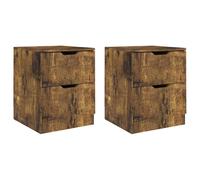 Vidaxl Tables De Chevet 2 Pcs Chêne Fumé 40x40x50 Cm Aggloméré