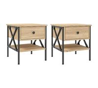 vidaXL Tables de Chevet 2 pcs chêne Sonoma 40x42x45 cm Bois ingénierie, Meuble de Chevet, Table de Nuit, Table de lit, Table d'appoint, Meuble de lit