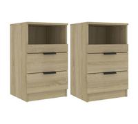 Vidaxl Tables De Chevet 2 Pcs Chêne Sonoma Bois D'ingénierie Marron