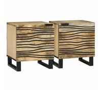 vidaXL Tables de chevet 2 pcs en bois de mangue massif, un ensemble moderne pour la chambre, meuble rustique compact 4017933
