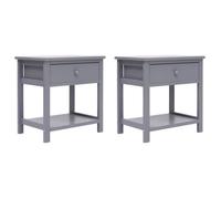 vidaXL Tables de chevet 2 pcs Gris 40x29x42 cm Bois de Paulownia