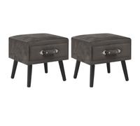Vidaxl Tables De Chevet 2 Pcs Gris 40x35x40 Cm Velours Gris
