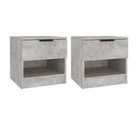 vidaXL Tables de chevet 2 pcs Gris béton Bois d'ingénierie