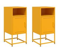 vidaXL Tables de chevet 2 pcs jaune moutarde 36x39x78 cm acier