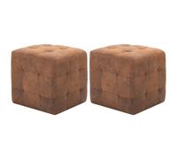 2x Tables de Chevet Gris Similicuir Daim Table de Nuit Tabouret Pouf vidaXL