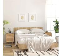 Vidaxl Tables De Chevet 2 Pcs Marron Bois Pin Massif Et Rotin Naturel Multicolore