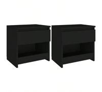 vidaXL Tables de chevet 2 pcs Noir 40x30x39 cm Aggloméré Ces tables de chevet au design élégant sont un supplément intemporel à votre décoration intérieure. Matériau durable : fabriquées en bois d'ing