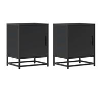 vidaXL Tables de chevet 2 pièces 40x31x50 cm Bois d'ingénierie et métal Noir