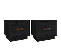 vidaXL Tables de chevet 2 pcs Noir 40x34x35 cm Bois de pin massif