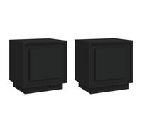 Vidaxl Tables De Chevet 2 Pcs Noir 44x35x45 Cm Bois D'ingénierie Marron
