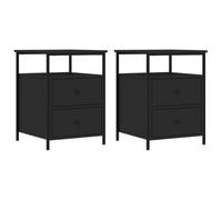 vidaXL Tables de Chevet 2 pcs Noir 44x45x60 cm Bois d’ingénierie, Table de Chevet, Meuble de Chambre à Coucher, Armoire latérale, Armoire