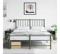 vidaXL Tables de chevet 2 pcs Acier Noir/Vert olive 34,5 x 39 x 44 cm