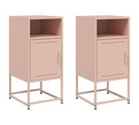 vidaXL Tables de Chevet 2 pcs Rose 36x39x78 cm Acier, Armoire, Armoire latérale, Meuble de Chambre à Coucher, Table de Chevet, Armoire en métal