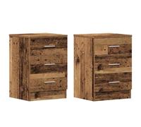 vidaXL Tables de Chevet 2 pcs Vieux Bois 38x35x55 cm Bois d'ingénierie, Meuble de Chevet, Table d'appoint, Armoire de lit, Armoire de Chevet
