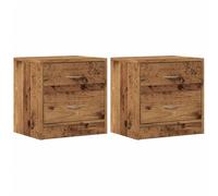 vidaXL Tables de Chevet 2 pcs Vieux Bois 40x30x40 cm Bois d'ingénierie, Armoire, Meubles de Chambre à Coucher, Support de téléphone, Armoire d'appoint
