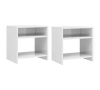 vidaXL Tables de Chevet 2pcs, Armoire de Lit, Table de Nuit, Meuble de Chambre à Coucher Maison Intérieur, Moderne, Blanc Brillant Bois d’Ingénierie