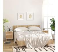 Vidaxl Tables De Chevet 2pcs Blanc Bois De Pin Massif Et Rotin Naturel Multicolore