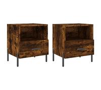 vidaXL Tables de chevet 2 pièces chêne fumé 40x35x47,5 cm bois d'ingénierie Marron